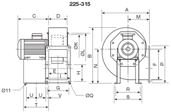 Габаритні розміри Soler&Palau CHMT/6-315/130 1,1KW (230/400V50HZ) LG