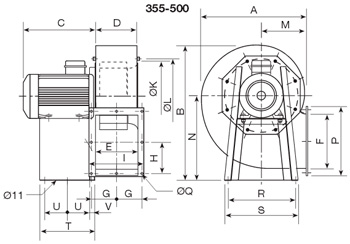 Габаритні розміри Soler&Palau CHMT/4-355/145 5,5KW (400V50HZ) LG