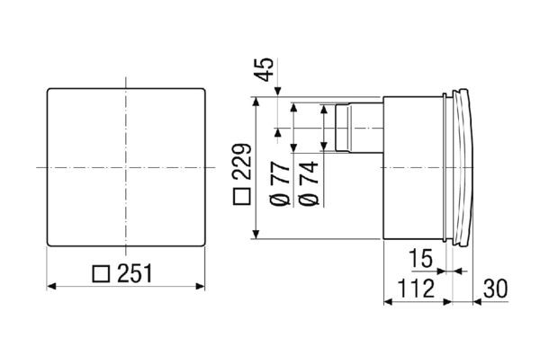 ER 100 E IM0018435.PNG Вентиляторный узел с крышкой и фильтром для установки в корпус для скрытого монтажа ER-UP/GH, объемный расход 100 м³/ч